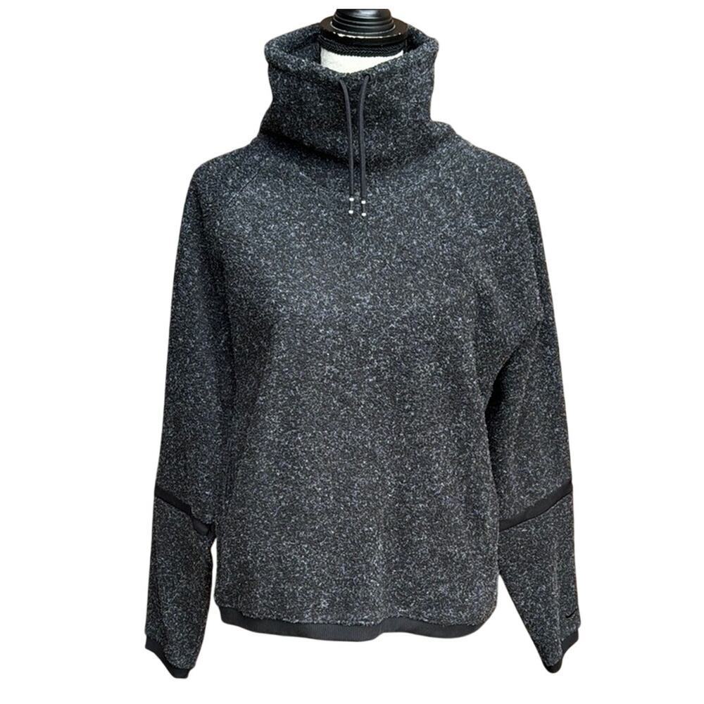 Nike Therma Fleece Cowl Neck Training Top Gray Heathered Women's Medium Pullover